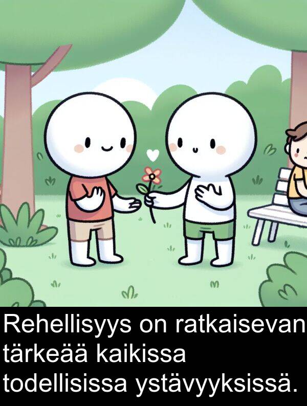 ratkaisevan: Rehellisyys on ratkaisevan tärkeää kaikissa todellisissa ystävyyksissä.