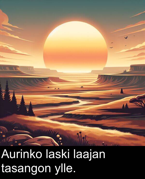 laajan: Aurinko laski laajan tasangon ylle.