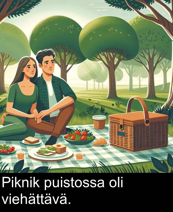 viehättävä: Piknik puistossa oli viehättävä.