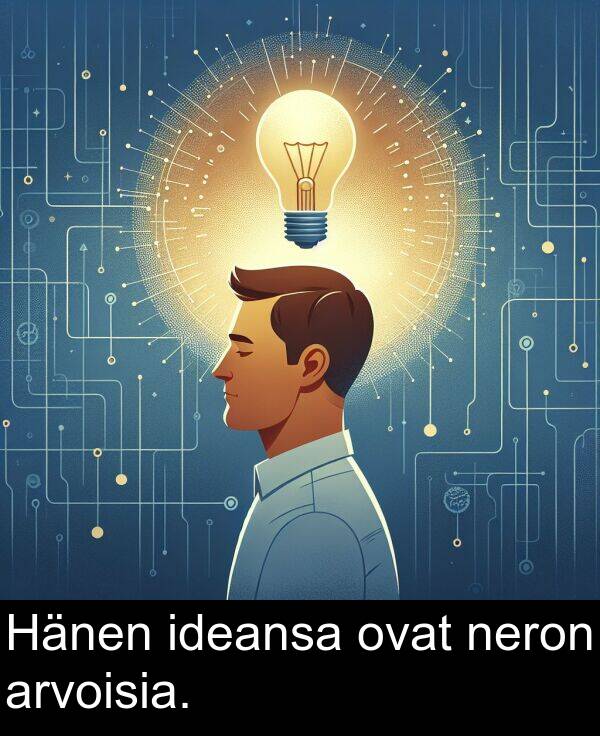 ovat: Hänen ideansa ovat neron arvoisia.