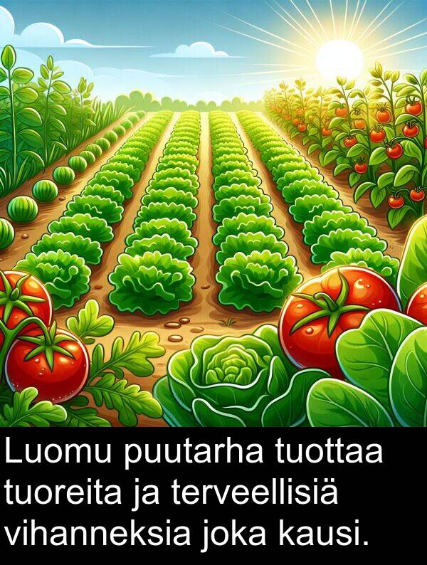 puutarha: Luomu puutarha tuottaa tuoreita ja terveellisiä vihanneksia joka kausi.