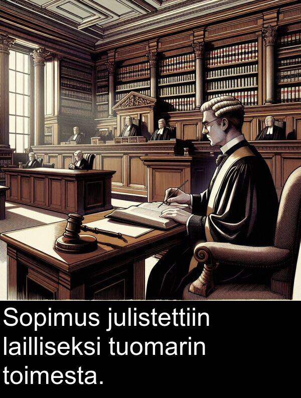 julistettiin: Sopimus julistettiin lailliseksi tuomarin toimesta.