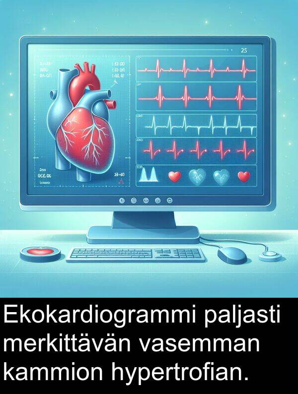 paljasti: Ekokardiogrammi paljasti merkittävän vasemman kammion hypertrofian.