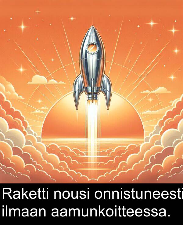 aamunkoitteessa: Raketti nousi onnistuneesti ilmaan aamunkoitteessa.