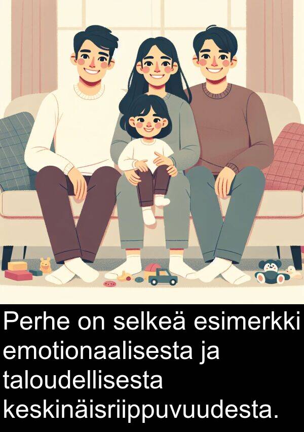 selkeä: Perhe on selkeä esimerkki emotionaalisesta ja taloudellisesta keskinäisriippuvuudesta.