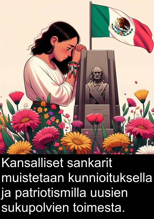 sukupolvien: Kansalliset sankarit muistetaan kunnioituksella ja patriotismilla uusien sukupolvien toimesta.