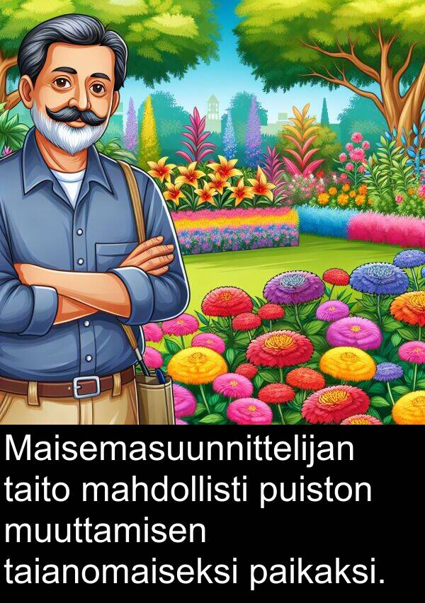 puiston: Maisemasuunnittelijan taito mahdollisti puiston muuttamisen taianomaiseksi paikaksi.