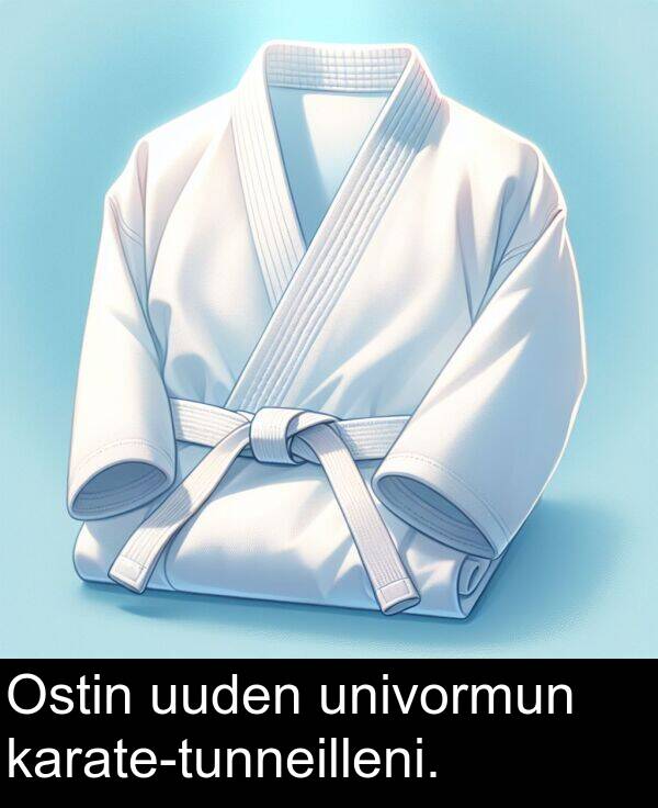 univormun: Ostin uuden univormun karate-tunneilleni.