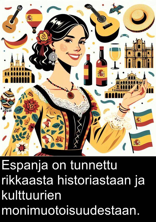 historiastaan: Espanja on tunnettu rikkaasta historiastaan ja kulttuurien monimuotoisuudestaan.