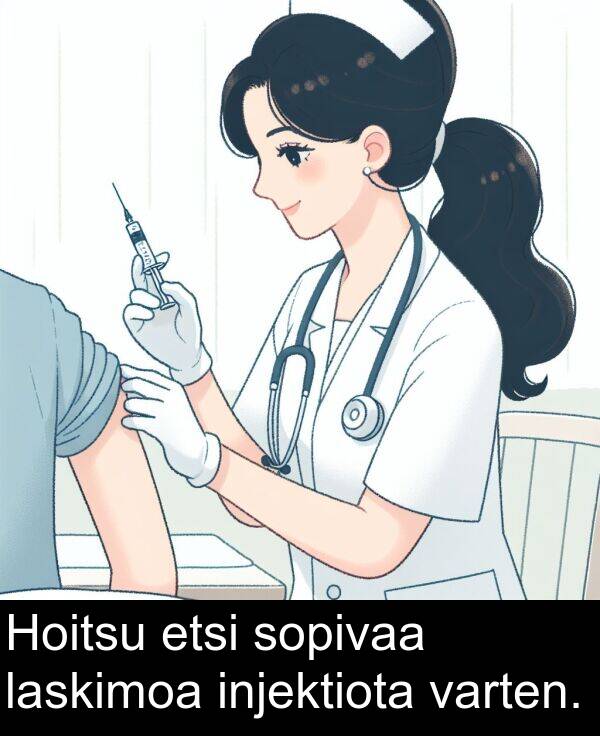 sopivaa: Hoitsu etsi sopivaa laskimoa injektiota varten.