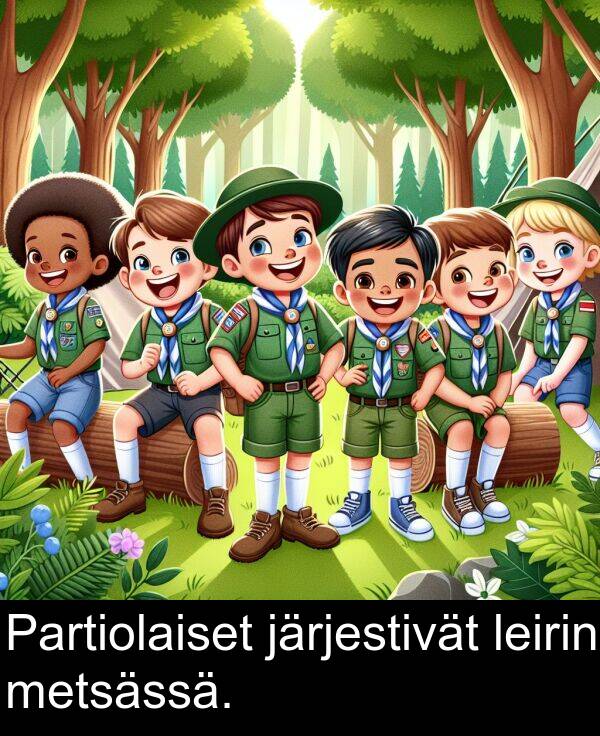 metsässä: Partiolaiset järjestivät leirin metsässä.