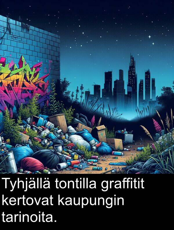 graffitit: Tyhjällä tontilla graffitit kertovat kaupungin tarinoita.