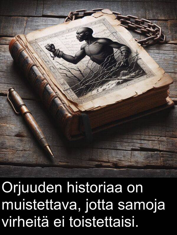 historiaa: Orjuuden historiaa on muistettava, jotta samoja virheitä ei toistettaisi.