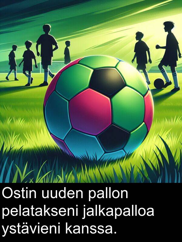 jalkapalloa: Ostin uuden pallon pelatakseni jalkapalloa ystävieni kanssa.