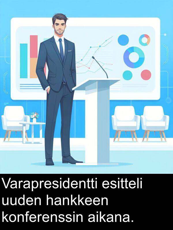 hankkeen: Varapresidentti esitteli uuden hankkeen konferenssin aikana.