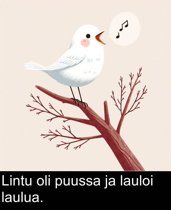 laulua: Lintu oli puussa ja lauloi laulua.