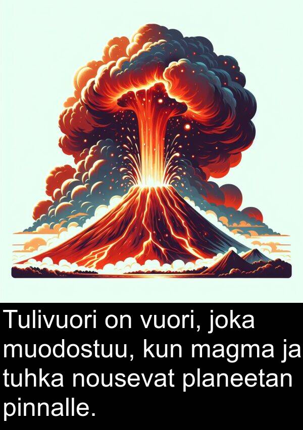 planeetan: Tulivuori on vuori, joka muodostuu, kun magma ja tuhka nousevat planeetan pinnalle.