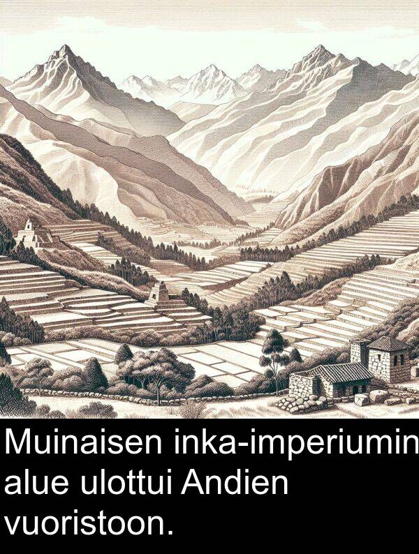 ulottui: Muinaisen inka-imperiumin alue ulottui Andien vuoristoon.