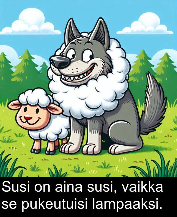 pukeutuisi: Susi on aina susi, vaikka se pukeutuisi lampaaksi.