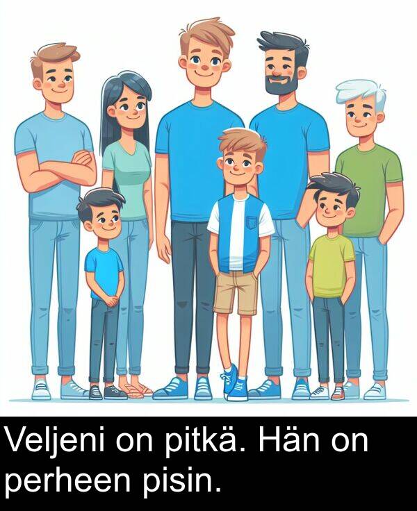 pitkä: Veljeni on pitkä. Hän on perheen pisin.