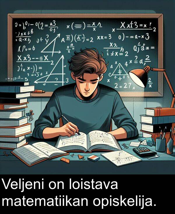 opiskelija: Veljeni on loistava matematiikan opiskelija.