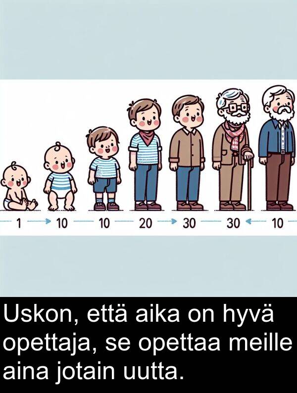 opettaja: Uskon, että aika on hyvä opettaja, se opettaa meille aina jotain uutta.