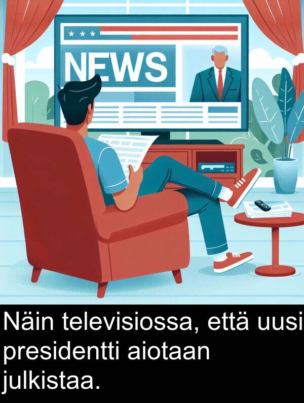 julkistaa: Näin televisiossa, että uusi presidentti aiotaan julkistaa.