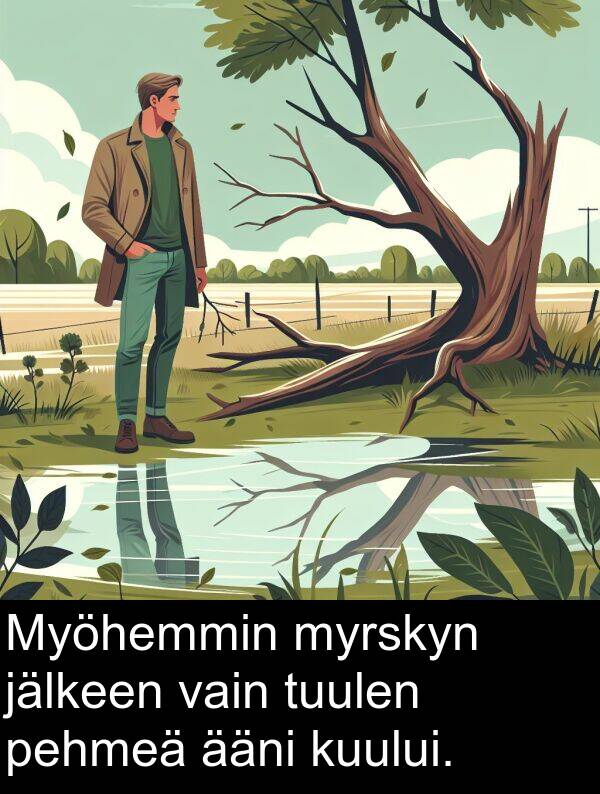 jälkeen: Myöhemmin myrskyn jälkeen vain tuulen pehmeä ääni kuului.