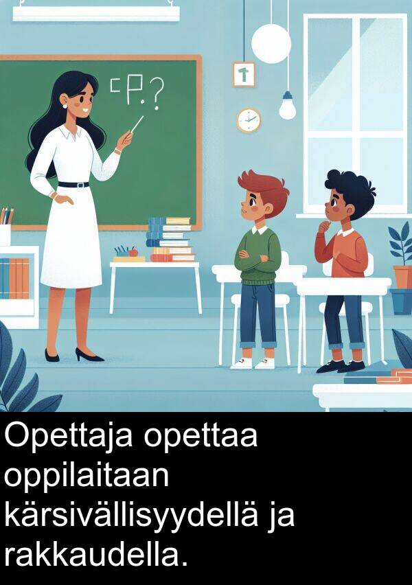 opettaa: Opettaja opettaa oppilaitaan kärsivällisyydellä ja rakkaudella.