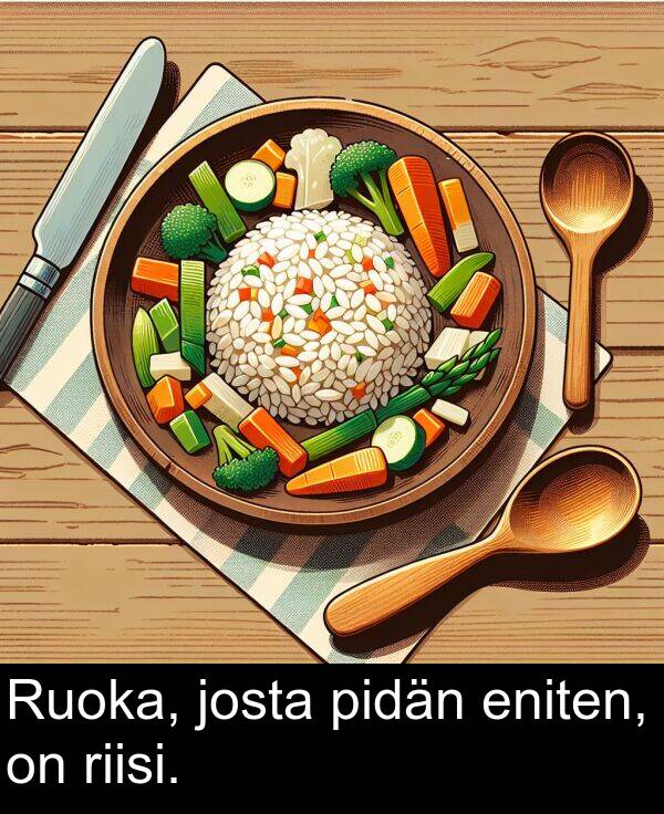 josta: Ruoka, josta pidän eniten, on riisi.