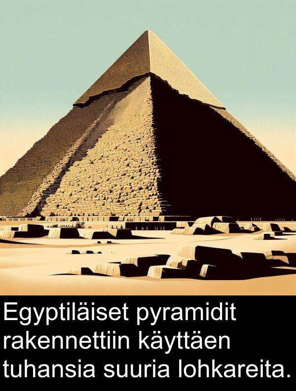 suuria: Egyptiläiset pyramidit rakennettiin käyttäen tuhansia suuria lohkareita.