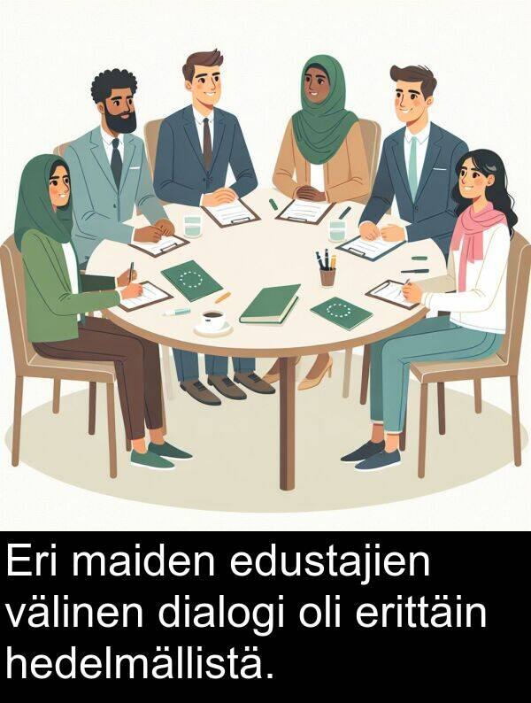 edustajien: Eri maiden edustajien välinen dialogi oli erittäin hedelmällistä.