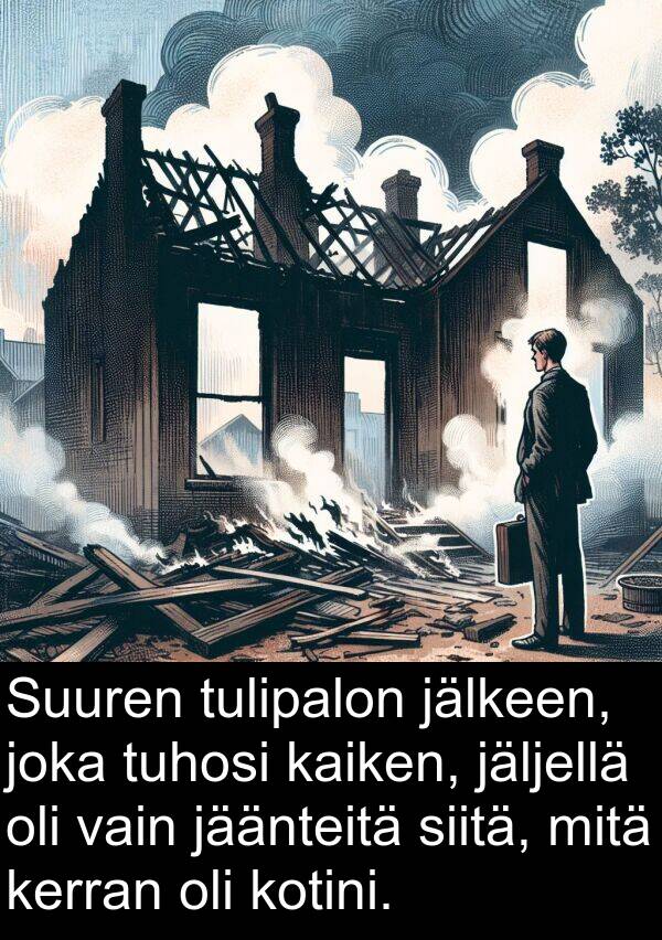 jäänteitä: Suuren tulipalon jälkeen, joka tuhosi kaiken, jäljellä oli vain jäänteitä siitä, mitä kerran oli kotini.