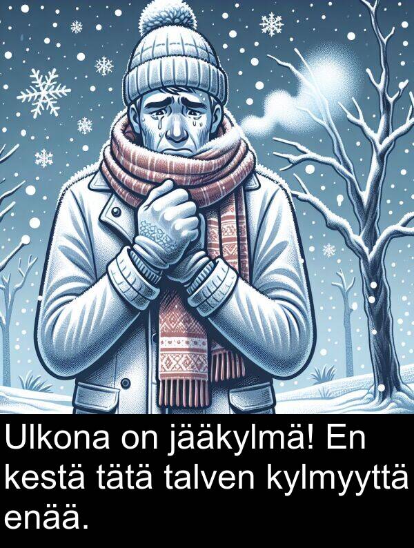 kylmyyttä: Ulkona on jääkylmä! En kestä tätä talven kylmyyttä enää.