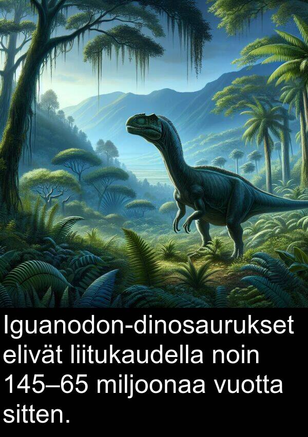 elivät: Iguanodon-dinosaurukset elivät liitukaudella noin 145–65 miljoonaa vuotta sitten.