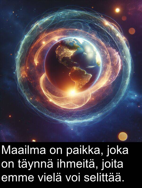 paikka: Maailma on paikka, joka on täynnä ihmeitä, joita emme vielä voi selittää.