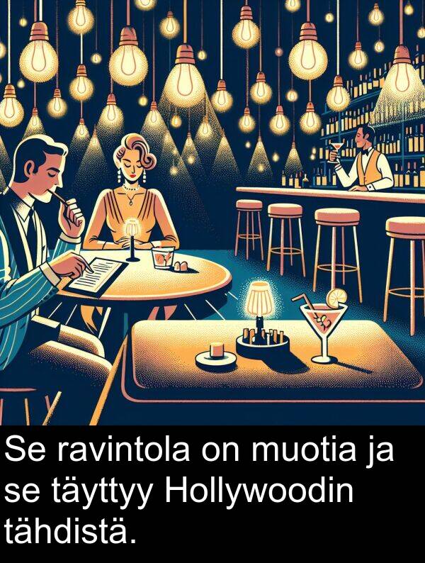 ravintola: Se ravintola on muotia ja se täyttyy Hollywoodin tähdistä.