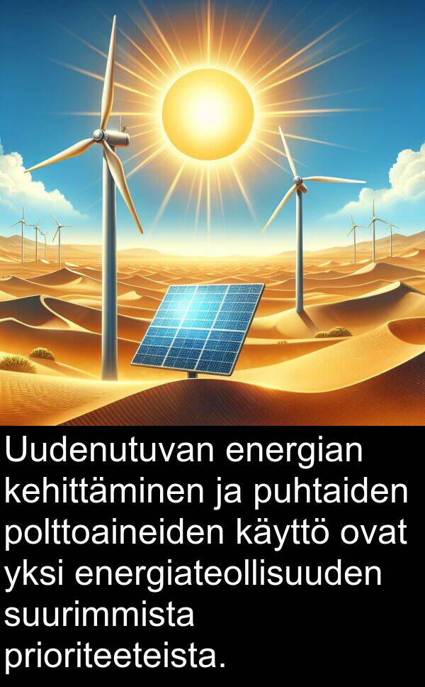 polttoaineiden: Uudenutuvan energian kehittäminen ja puhtaiden polttoaineiden käyttö ovat yksi energiateollisuuden suurimmista prioriteeteista.