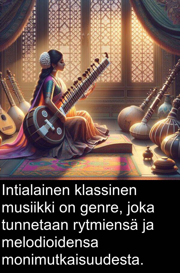 genre: Intialainen klassinen musiikki on genre, joka tunnetaan rytmiensä ja melodioidensa monimutkaisuudesta.