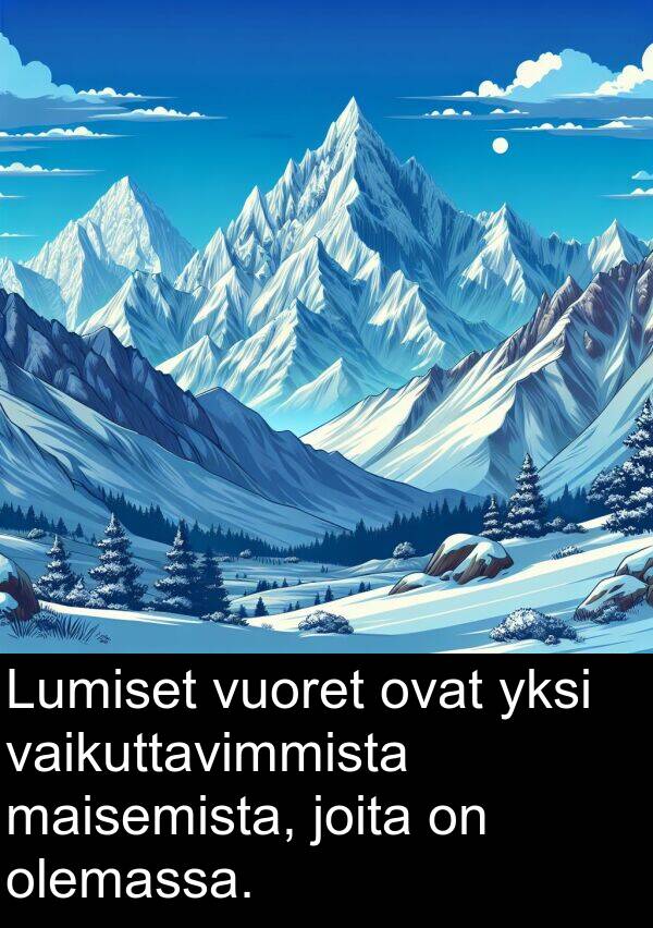 vaikuttavimmista: Lumiset vuoret ovat yksi vaikuttavimmista maisemista, joita on olemassa.