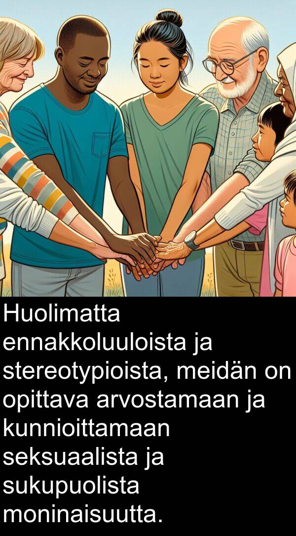 sukupuolista: Huolimatta ennakkoluuloista ja stereotypioista, meidän on opittava arvostamaan ja kunnioittamaan seksuaalista ja sukupuolista moninaisuutta.