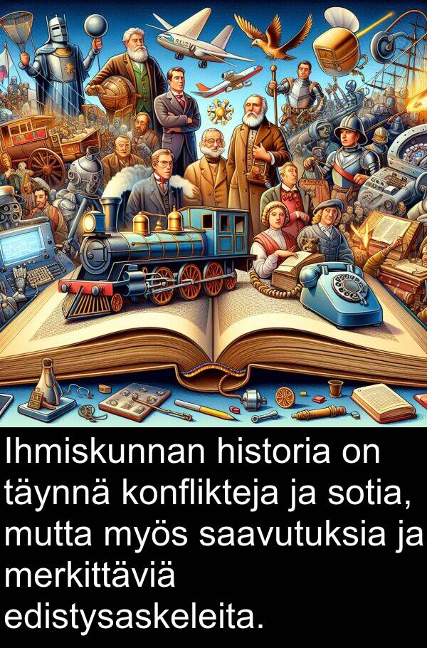 edistysaskeleita: Ihmiskunnan historia on täynnä konflikteja ja sotia, mutta myös saavutuksia ja merkittäviä edistysaskeleita.