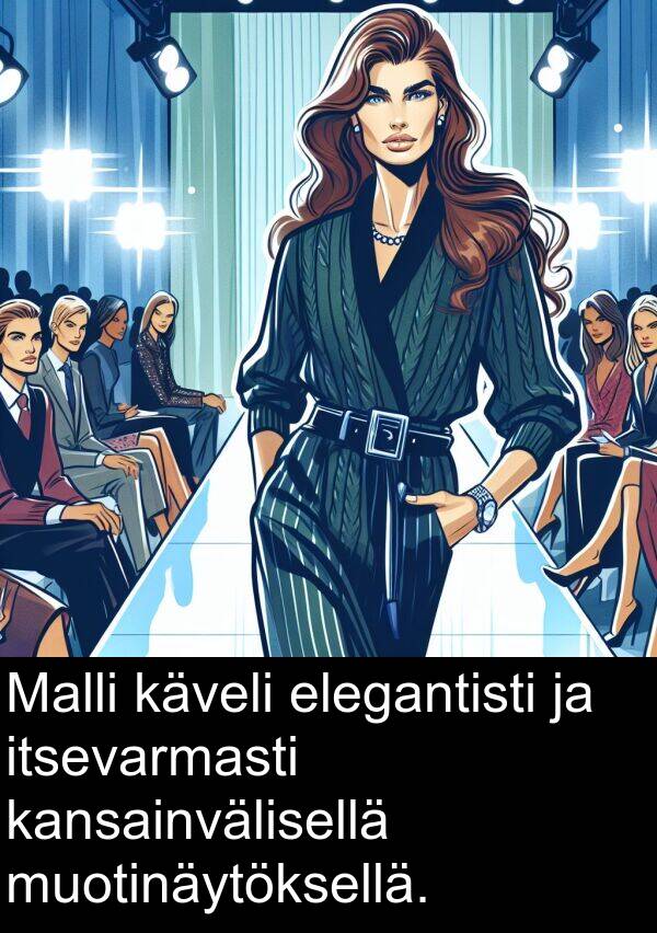 elegantisti: Malli käveli elegantisti ja itsevarmasti kansainvälisellä muotinäytöksellä.