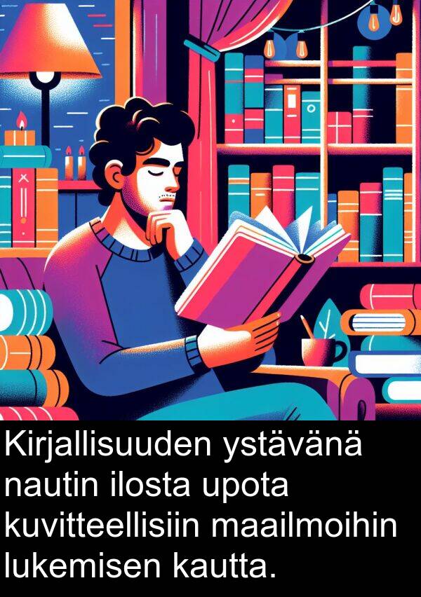 maailmoihin: Kirjallisuuden ystävänä nautin ilosta upota kuvitteellisiin maailmoihin lukemisen kautta.