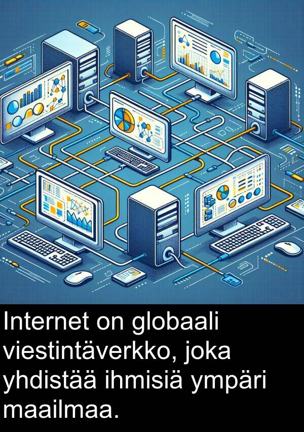 globaali: Internet on globaali viestintäverkko, joka yhdistää ihmisiä ympäri maailmaa.