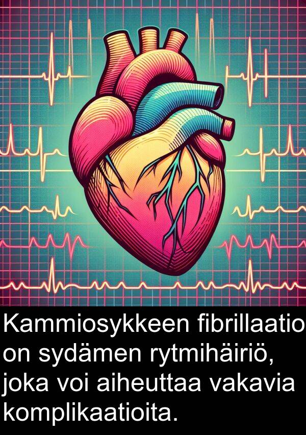 fibrillaatio: Kammiosykkeen fibrillaatio on sydämen rytmihäiriö, joka voi aiheuttaa vakavia komplikaatioita.