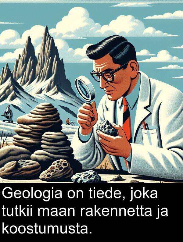 maan: Geologia on tiede, joka tutkii maan rakennetta ja koostumusta.