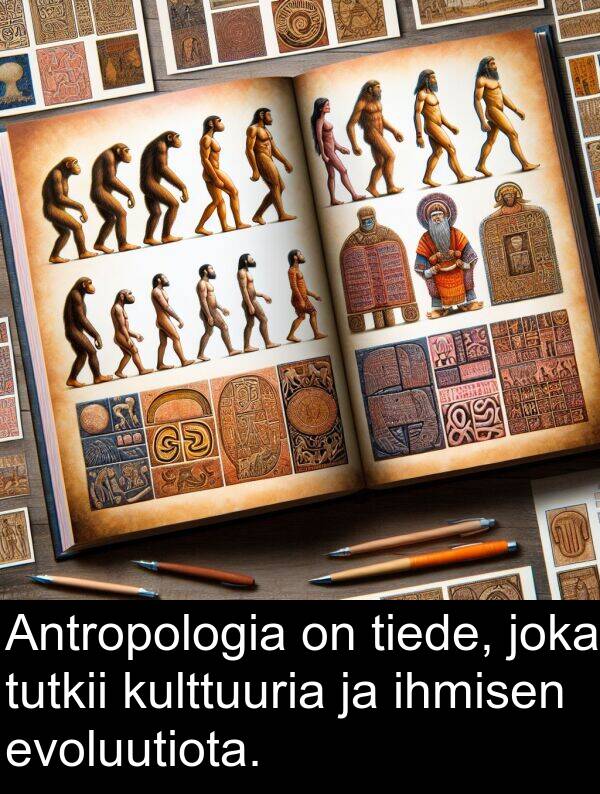 kulttuuria: Antropologia on tiede, joka tutkii kulttuuria ja ihmisen evoluutiota.