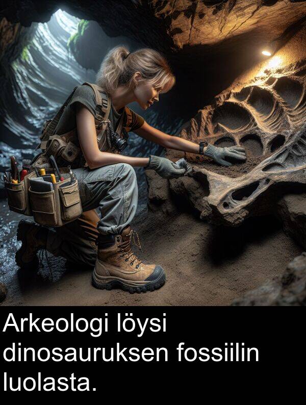 dinosauruksen: Arkeologi löysi dinosauruksen fossiilin luolasta.