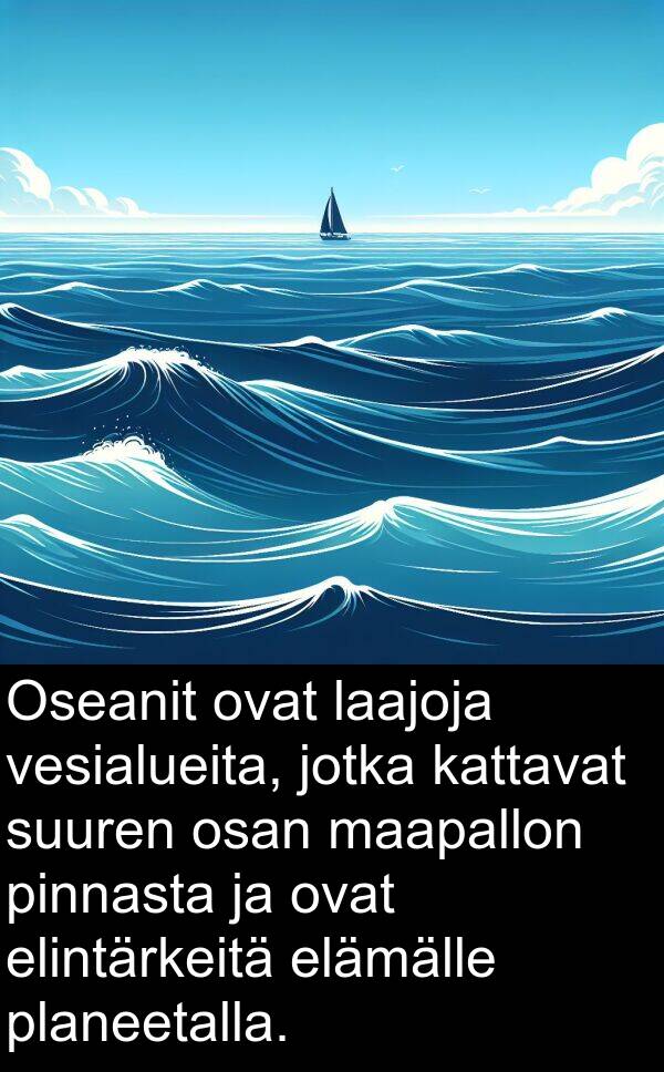 laajoja: Oseanit ovat laajoja vesialueita, jotka kattavat suuren osan maapallon pinnasta ja ovat elintärkeitä elämälle planeetalla.